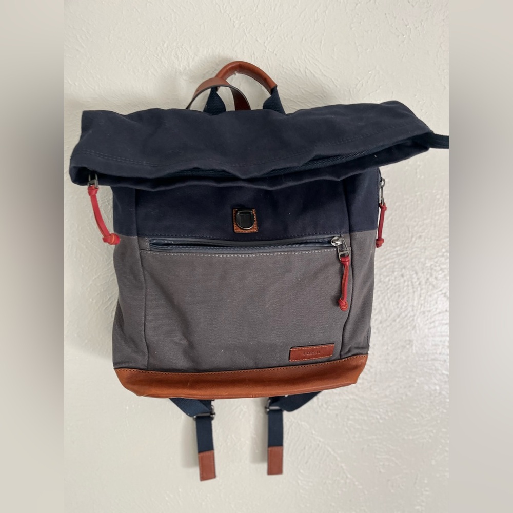Fossil Stylish Gray and Blue Men's Backpack